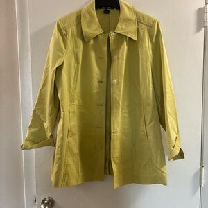Ellen Tracy Light Green Single-Breasted Trench Coat